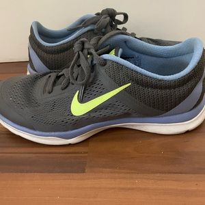 Nike sneakers (blue,lime green, gray)